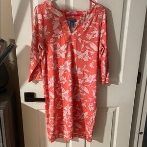 Caribbean Joe Coral Floral Long Sleeve Dress